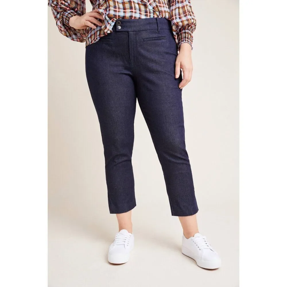 Anthropologie The Essential Slim Denim Trousers Dark Navy size 6